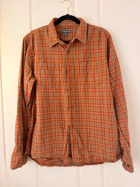 Toad&Co Orange Plaid Button-Down Shirt SzLarge
